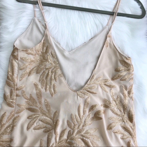 Show Me Your Mumu Gold Metallic Leaf Print Dress - Picture 5 of 8